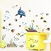 Removable Creative DIY 3D The World Under Sea Wall Decals for Kids Room Bedroom Nursery Room Cute Fish Blue Dolphin Seagrass Coral Wall Art Decor Decal Stickers for Window Bathroom Classroom