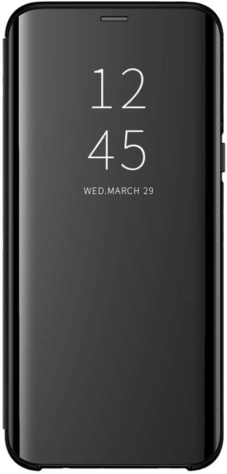 Zater Case Compatible with Galaxy A9S(A9 2018),Mirror Clear View 360 Shockproof Protection Standing Cover Design (Samsung Galaxy A9S(A9 2018), Black)