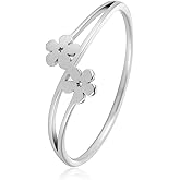 JESMING Minimalist Double flower Ring Gold, Silver Stainless Steel Accessories Size 7-11 Polished Jewelry Delicate Everyday Stackable Rings for Women