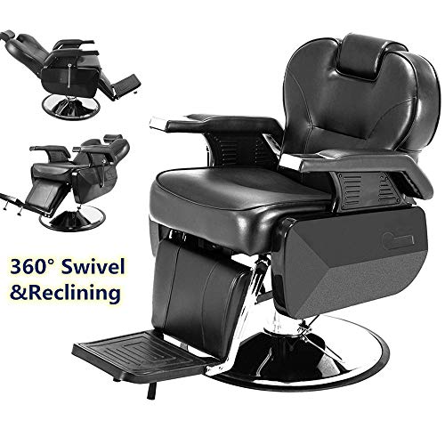 Barber Chair Reclining-Swivel Hydraulic Salon Chairs for Hair Stylist All Purpose Beauty Barber Salon Chair (Recliner Barber Chair)