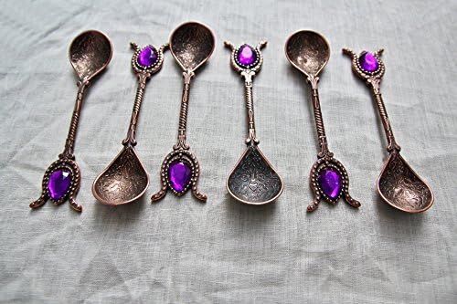 Authentic Turkish Ottoman Copper Spoon Set of Six, Spoon Gift Set, Copper Handmade Highest Quality, Coffee, Tea, Sugar Measuring, Special Serving