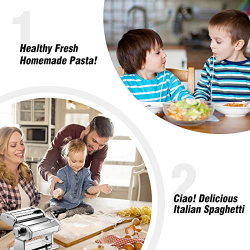 Pasta Maker,Tooluck 150 Pasta Roller Pasta Machine With 2 In 1 Dough Cutter And 7 Adjustable