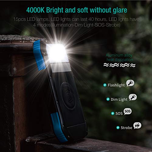 Power Bank, Soxono Solar Charger with Qi Wireless Charger and 2 USB Port Ultra Waterproof Portable Phone Charger 16000mAh External Battery Pack with 15 LEDs Flashlight for iPhone, iPad, Samsung