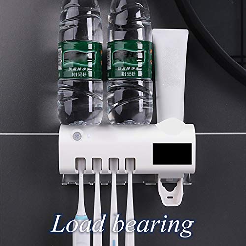 LANGMAN Toothbrush Sterilizer, UV Toothbrush Sterilizer Holder,Rechargeable Solar Power Wall Mounted Toothbrush Organizer with Automatic Toothpaste Dispenser (Black)