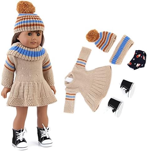 RainbowGirl Casual Sweater Set fit 18 inch American Girl Doll Our Generation Doll Include Shoes