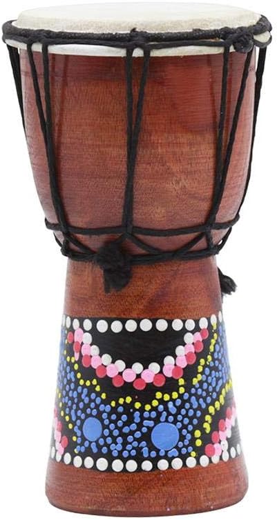 presentimer 4 Inch African Mini Drum Hand-painted Bongo Djembe Mahogany Durable Tambourine for Children Adult Starter Beginners