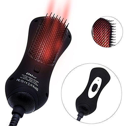 CHJPro Hair Straightening Brush Infrared Mini Hair Dryer & Styler Hot Air Paddle Brush, Negative Ion Generator Hair Straightener For All Hair Types Eliminate Frizzing Promote Healthy