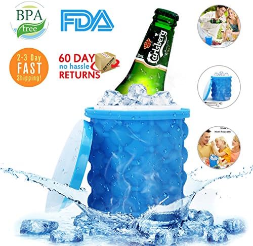 Ice Cube Maker Genie, Ice bucket Ice Cube Maker Ice Cube Tray Whiskey Ice Sphere Maker with Premium 304 Stainless Steel ice Tongs-2018 NEW Ice Cube Maker Genie for Wine Beer Ice Cube Bucket