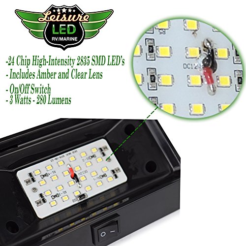 image for Leisure LED RV Exterior Porch Utility Light with Switch - 12v 280 Lume