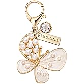 MONNEL MC446 Little Butterfly Lobster Clasp Charm for Women with Velvet Bag (White,1 Piece)
