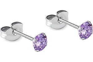 BELEZADOSAS 1 Pair Implant Grade Titanium Stud Earrings Set Hypoallergenic 3mm 4mm 5mm 6mm Cubic Zirconia G23 Titanium Earring Studs for Women Men for Sensitive Ear