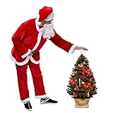 Besteamer Santa Claus Christmas Suit Costume Set For Party Cosplay Red