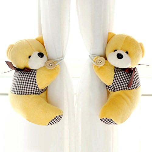 1 Pair Baby Kid Cartoon Bear Holder Nursery Bedroom Curtain Tieback Buckle Hook (Yellow)