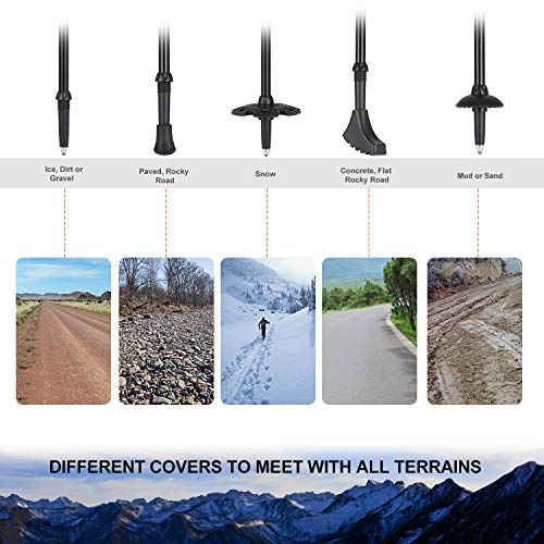 Andake Trekking Poles, Shock-Absorbent, Carbon Fiber Hiking, Walking & Running Sticks with High elasticity EVA Grips, Quick Locks, Lightweight and Collapsible with All Terrain Accessories & Car (2 PC)