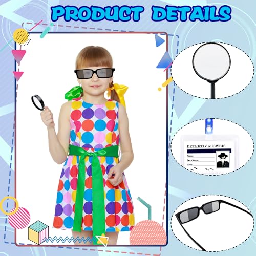 36 Pcs Kids Spy Kit Detective Toy Set Including 12 See Behind You Sunglasses 12 Secret Agent Name Tags 12 Black detective Mmagnifying Glass for Spy FBI Cosplay Escape Room Detective Party Supplies