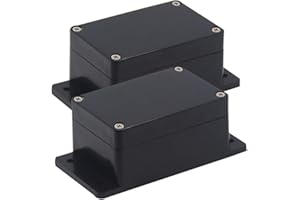 LuSumtly Project Box 2 Pcs Junction Boxes IP65 Waterproof Dustproof ABS Plastic DIY Electronic Case, Electrical Power Cord Enclosure with Fixed Ear Black 3.94 x 2.68 x 1.97 inch(100x68x50mm)