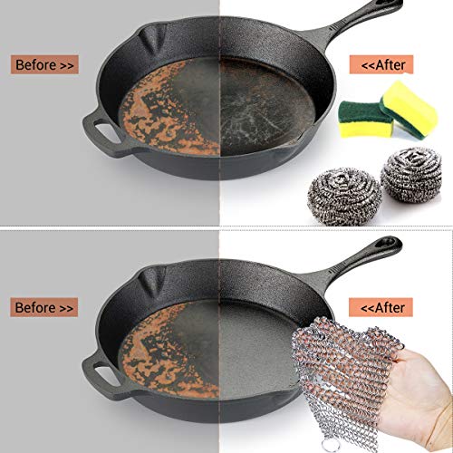 Cast Iron Cleaner Set 7” Circle Premium Stainless Steel Chainmail