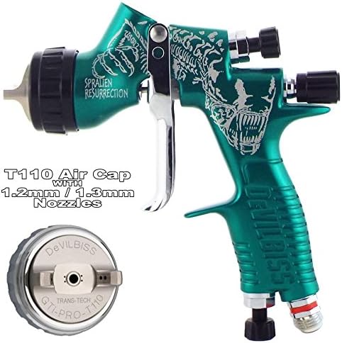 DeVilbiss GTI ProLite ALIEN T110 Trans-Tech Air Cap Clearcoat/Gloss Smooth Spray Gun 1.2/1.3mm Set Up High Solids and Super Smooth Finishing Gun Air consumption: 9.4cfm- 265l/min