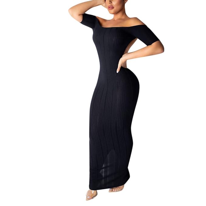 Inodoz Women S Bodycon Maxi Short Sleeve Sexy Solid Off