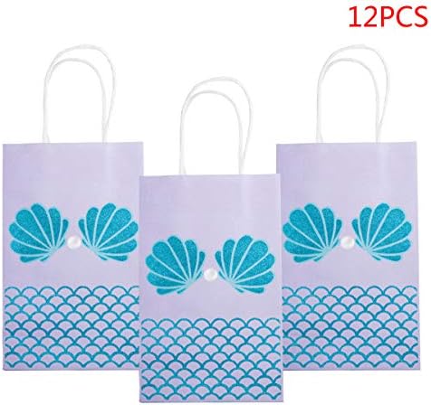 M MISS FANTASY Mermaid Party Favor Bags Mermaid Goodie Bags Set of 12 (12pc Purple Shell)