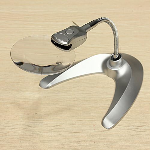 2.5x90mm 4x21mm Flexible 2 LED Magnifier Desk Table Magnifying Glass