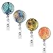 Badge Reel, Lizimandu Retractable Badge Holder Carabiner Reel Clip On ID Card Holders Pack of 4(Blue Flower)