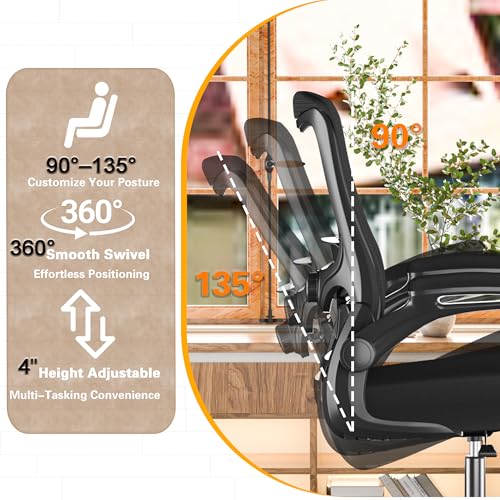 Zeonsit Ergonomic Office Chair - High Back Desk Chair with Adjustable Lumbar Support, Breathable Mesh Back, 330LBS Capacity, Easy Assembly, for Home Office Executive Computer Task (Solid-Black)
