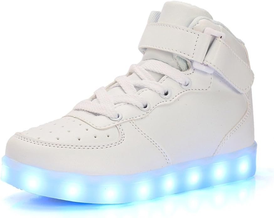 A5uyzbayu LED USB Charging Light Up High Tops Boys Running Shoes 5 M US