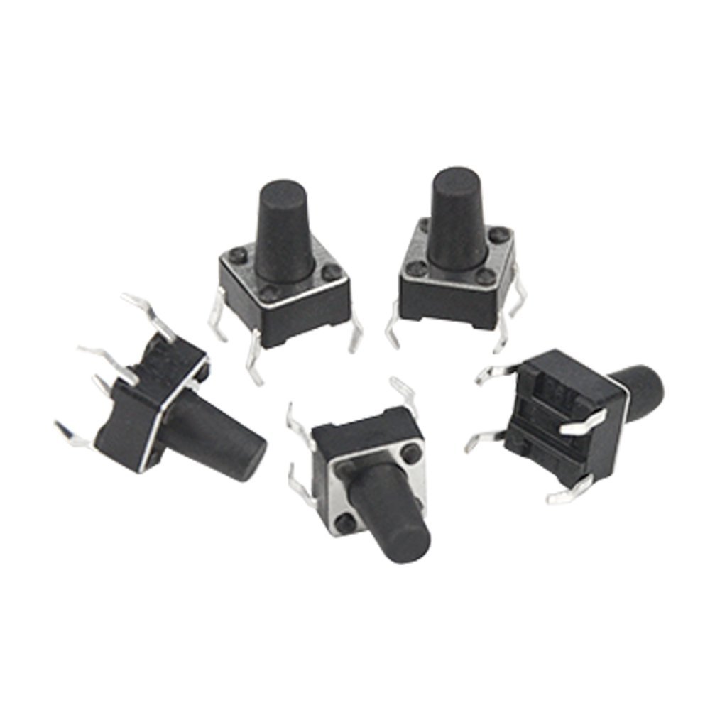 WMYCONGCONG 72 Pcs Momentary Tactile Push Button Micro Switch 6x6x9mm 6 Color Cap, Black, Red, Blue, Yellow, White, Green, Gray - Image 4