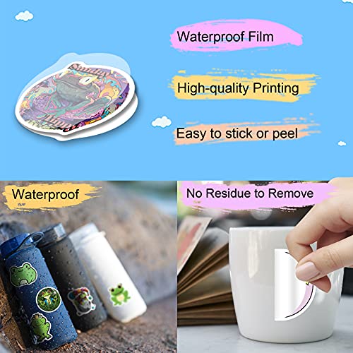 Psychedelic Frog Stickers, 100 Pcs Vinyl Waterproof Stickers for Water Bottles Laptop Skateboard Computer, Kawaii Cute Frogs Stickers for Kids Teens Adults