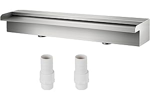 Uargd Stainless Steel Pool Fountain Waterfall Spillway 23.6" x 4.5" x 3.1" (W x D x H) for Outdoor Garden and Pool Decoration