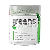 Organic Super Greens | USDA Organic Green Superfood Natural Powder Drink | Berry Flavor with Probiotics, Antioxidants, Spirulina, Chlorella, Barley Grass | Vegan + Gluten Free | 210g 30 Servings