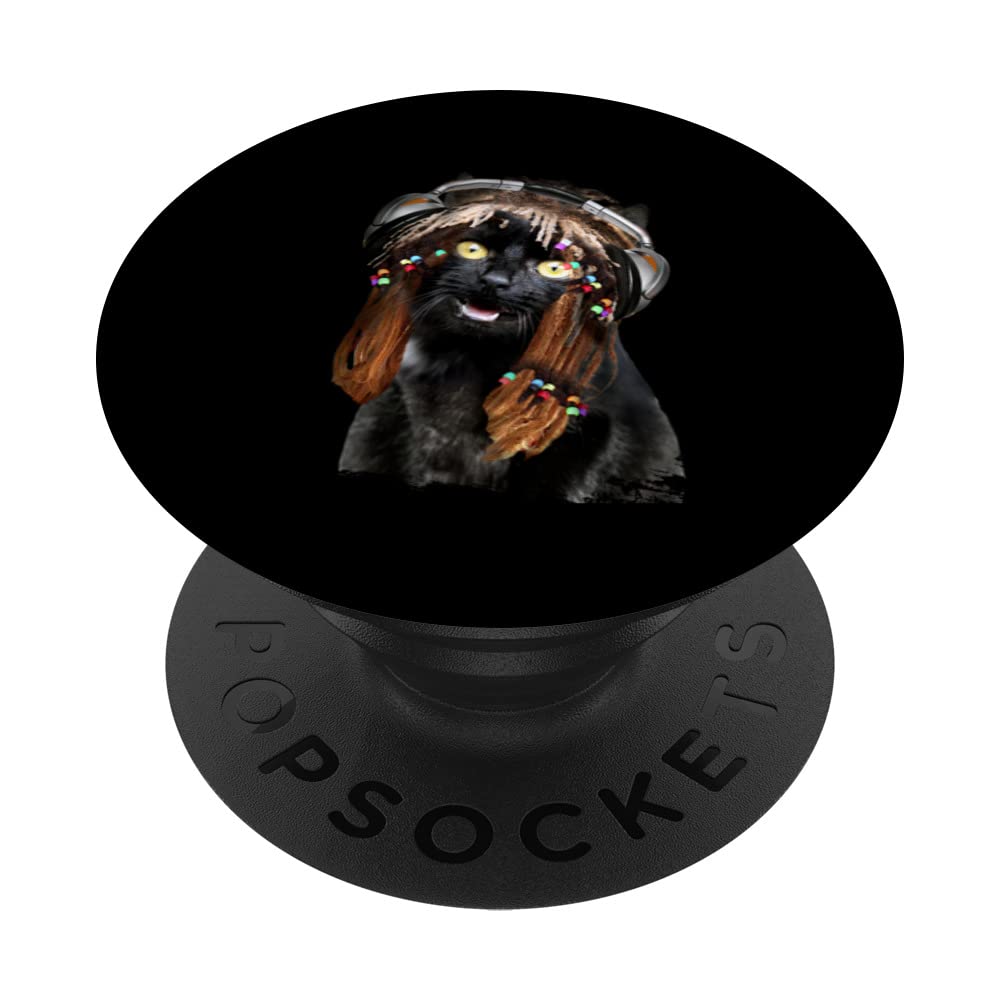 Rastafarian Black Cat DJ Rasta Kitty PopSockets Swappable PopGrip