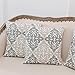 HWY 50 Decorative Linen Throw Pillows Covers Set 18x18 Inch Embroidered Geometric Accent Throw Pillow Cover Cushion Cases for Couch Sofa Living Room Pack of 2 Grey Gray