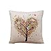 FAPIZI ❁ Pillow Case ❁ Heart-Shaped Tree Square Throw Flax Pillow Cover