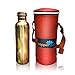 CopperZen 100% Pure Copper Water Bottle, Premium Ayurvedic Health Benefits, Leak Proof, with Insulated Travel Storage Bag & Adjustable Strap (Red)
