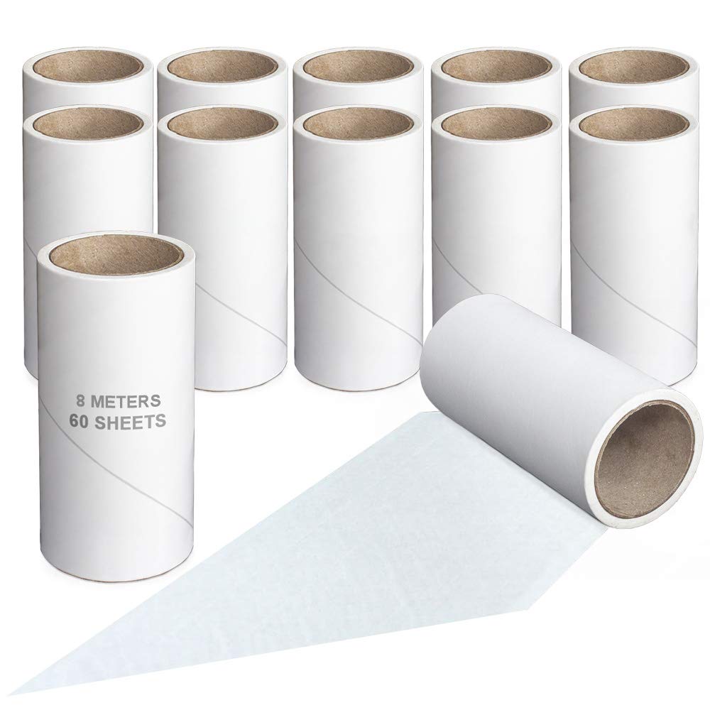 Mr Hsiung & Mrs Yin 12 PCS Sticky Lint Roller Refills for Pet Hair, Clothes, Bedding, Dog, Cat Hair Remover, 720 Sheets Total