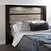 South Shore Gloria Headboard with Lights Chocolate and Weathered Oak, Contemporary