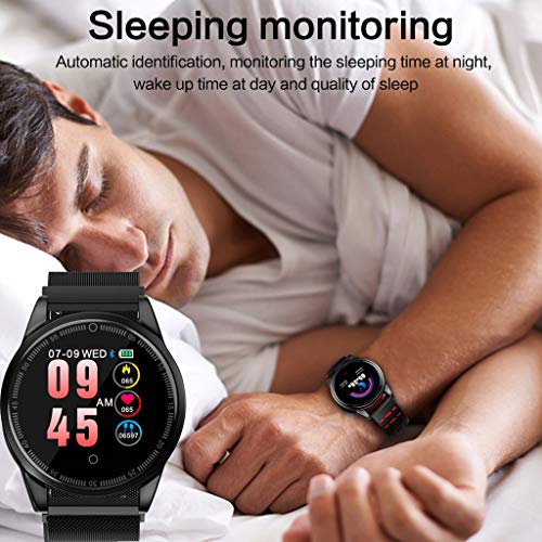 Insaneness Christmas Gift 1.22 inch Heart Rate Activity Step Counter Music Control Smart Bracet for Women Men (Black)