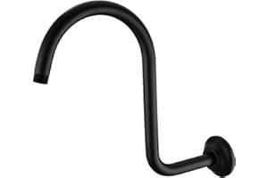 BESTILL 13 Inch S Shape Shower Head High Rise Extension Shower Arm and Flange, Matte Black