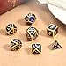 DnDnD Heavy Polyhedral Metal Dice Set with Metal Box, 7-die Shiny Blue Surface with Golden Number for RPG,Dungeons and Dragons,Pathfinder,Shadowrun,D&D,Role Palying Game and Math Teaching