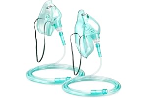 ANSNF 2 Pack Oxygen Mask for Face Adult with 6.6' Tube & Adjustable Elastic Strap (Size M+L-Green-2pcs) - NO Cup