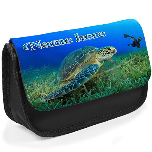 Personalised-School-Pencil-Case-SEA-Turtle-Stationary-Bag-Girls-Boys-SH224-Black