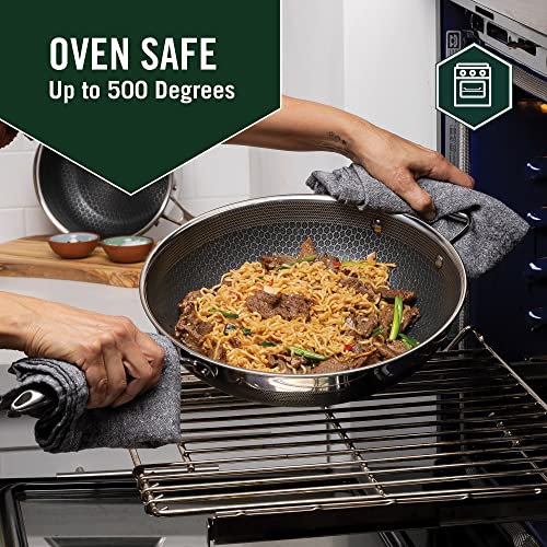HexClad Hybrid Nonstick Wok, 12Inch, StayCool Handle, Dishwasher Safe