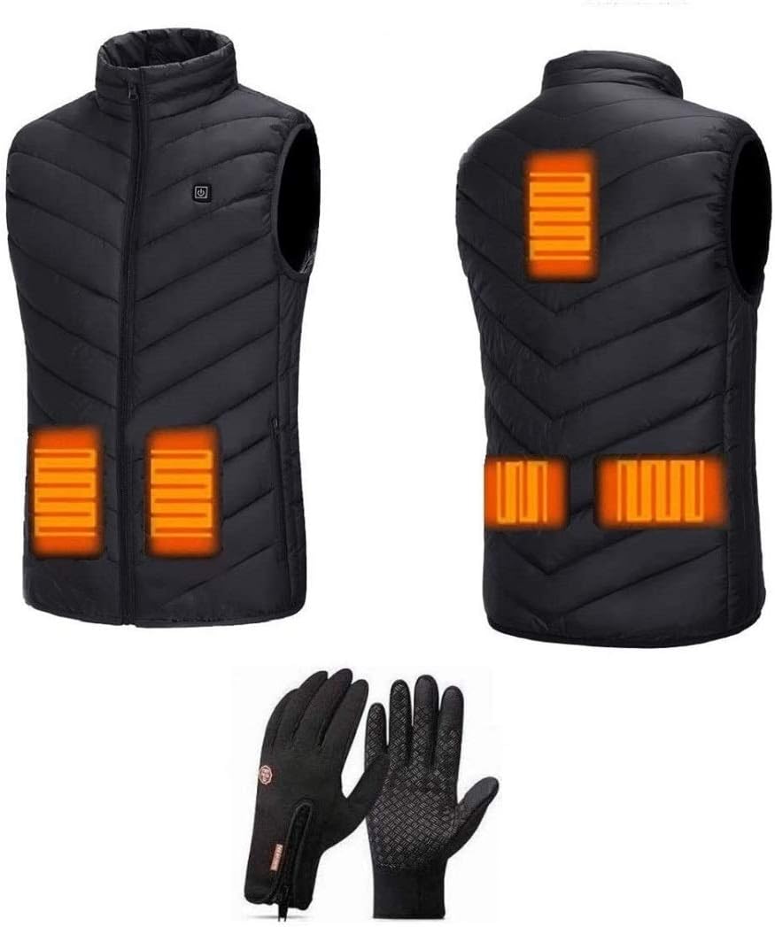 Freefa Electric Heated Vest USB Lightweight Size Right 5 Heating Zones Water Wind Resistant with Touchscreen Glove