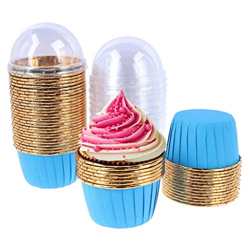 50 Pack Aluminum Foil Baking Cups with Lid, Disposable Paper Ramekins