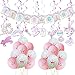 WERNNSAI Unicorn Baby Shower Decorations - Magical Unicorn Party Supplies Kit for Baby Girl Including IT’S A Girl Banner Pink White Latex Balloons Ribbons Hanging Swirl Decorations 53 PCS