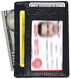 Luxe Leather Front Pocket Slim Minimalist RFID Blocking Wallet for Men & Women (LX003),Black