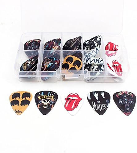 GnR Rolling Stones The Beatles Guitar Picks Thin Heavy Medium Gauge Mixed Thickness 50 Pack Bass Plectrum Two Side Printing