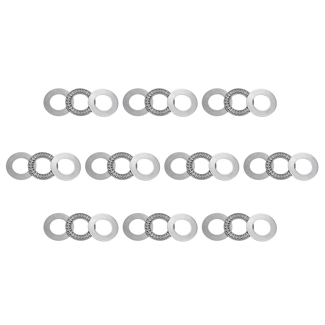 sourcing map AXK2035 Thrust Needle Roller Bearings with Washers 20mm Bore 35mm OD 2mm Width 10pcs